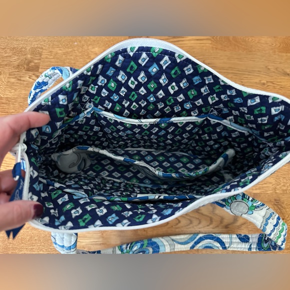 Vera Bradley Little Betsy Blue and Green Patterned Tote Bag - Picture 7 of 13